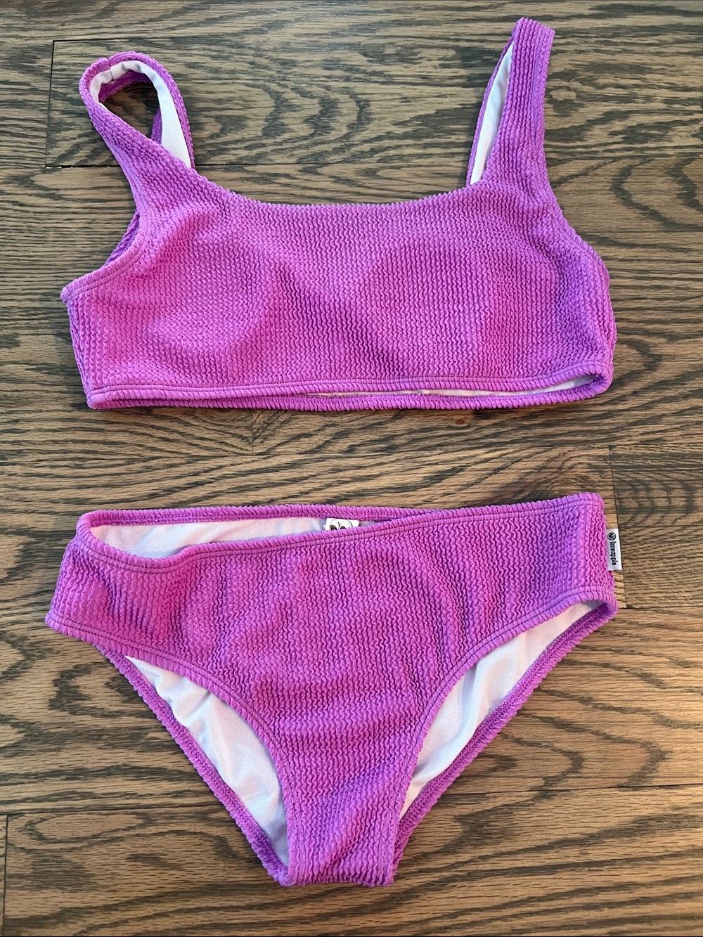 Limeapple Bubble-Texture Swim Bikini in Bright Purple